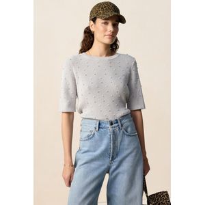 Sissy-Boy - Grijsblauwe Trui - Korte Mouwen - Regular Fit - 100% Katoen