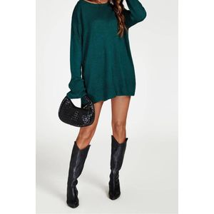 Gebreide ronde hals trui in donkergroen