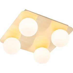 QAZQA cederic - Moderne Plafondlamp - 4 lichts - L 26 cm - Goud/messing - Buitenverlichting