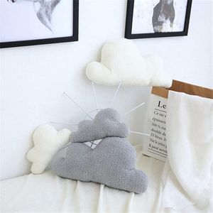 Inovra ® Wolken Knuffeldier, kussen, pluche, decoratief kussen, verjaardagscadeau voor kinderen, decoratie, kinderkamer, thuis, slaapkamer (wit, 25 x 13 cm)