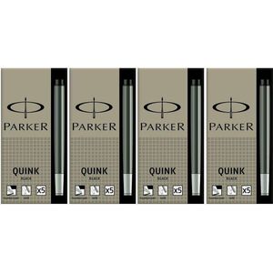 Parker Quink permanente inkt vulpen navulpatronen, 20 zwarte inktvullingen (3011031PP)
