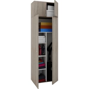 VCM Houten bezemkast Stofzuiger Schoonmaakkast Huishoudkast Lade Vandol Houten bezemkast Stofzuiger Schoonmaakkast Huishoudkast Lade Vandol