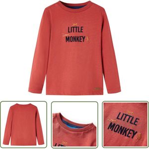 vidaXL Meisjeskleding - Kinderkleding - Kindershirt met lange mouwen 92 roodbruin - Jongenskleding - Langmouwshirts - Kindertruitjes