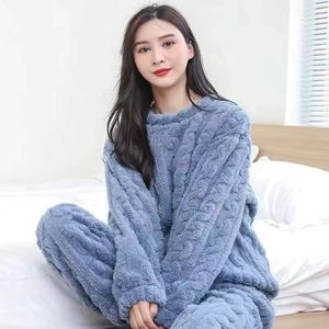 Warme Dames Pyjama Set van Flanel – Zachte Winter Pyjama in Grote Maten – Lange Mouwen – Loungewear & Homewear – Herfst/Winter Nachtkleding