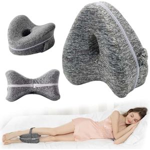 Orthopedisch Kniekussen - beenkussen - Kniekussen Voor In Bed - Ergonomisch kniekussen om te slapen - Zijslaapkussen - traagschuim kniebeschermer met zijslaperriem - Kniekussen Voor Zijslapers - beensteunkussen - Schootkussen - Houding Correctie