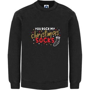 Kerst sweater - you rock my Christmas socks - Kersttrui - Zwart - Large - Unisex