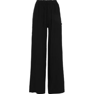 Knit Factory Fern Broek - Dames broek - Dames pantalon - Pantalon met steekzakken - Lange broek - Zacht en luchtig 78% viscose en 22% linnen - Zomerbroek - Zomer pantalon - Wijde broek - Zwart - 36/38