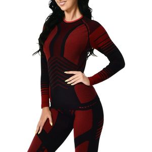 MEETYOO Ladeheid Set Thermobroek en Thermoshirt - Thermo ondergoed - Dames - Thermokleding Thermokleding Set Dames - Thermoshirt en Thermobroek Antraciet - Thermo Ondergoed Dames Ademend voor Winterse Activiteiten en Dagelijks Comfort-Rood-S