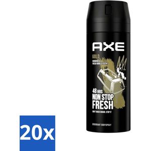 Axe - Deodorant Bodyspray - 48hrs Fresh - Gold - Oud Wood & Fresh Vanilla - 150 ml - Bulkverpakking - 20 stuks