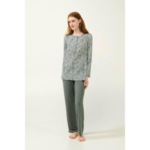 Vamp - Dames pyjama Micromodal met slangenprint en knoopsluiting - M