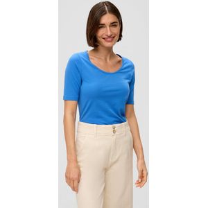 T-shirt - Boothals - 3/4 Mouwen - Slim Fit - Zwart - Katoen