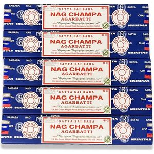 Wierook Satya Nag Champa 5 pakjes 1057 - Wierook voordeelpakket - Wierook stokjes - Wierook Nag Champa - Wierook Nag Champa Satya - Wierook Nag Champa voordeelpakket
