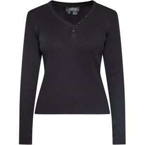 usha - Pullover - V-hals - Met Knopen - Langemouwen