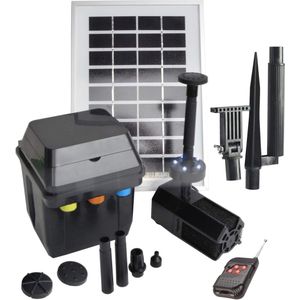 Innovatieve vijverpomp set met afstandsbediening, zonnepaneel en LED-verlichting voor tuinvijver