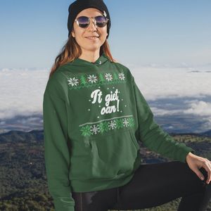 Friese Kerst Hoodie Groen It Giet Oan - Maat XS - Uniseks Fit - Kerstkleding Voor Dames & Heren
