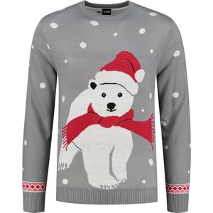 Foute Kersttrui Dames & Heren - Polar Bear Grey - Kerstcadeau Volwassenen - Dames en Heren - Maat L