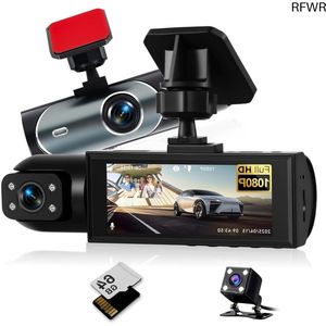 RFWR® Dual Dashcam met 1080p camera en 64 GB geheugenkaart – Loop-opname, nachtzicht, bewegingsdetectie