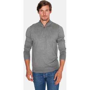 Mario Russo - Heren Sweaters Half Zip Trui Grijs - Grijs - Maat XL