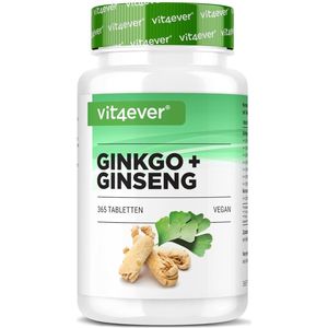 Ginkgo + Ginseng - 365 Tabletten - Speciaal Extract - Hoge Dosis - Veganistisch