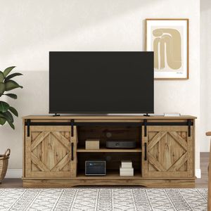 Sweiko Grote TV kast, TV stand, entertainment centrum, met 2-klassieke schuifdeuren, verstelbare planken, restaurant, platteland, villa, modern ontwerp, 150*40*60cm