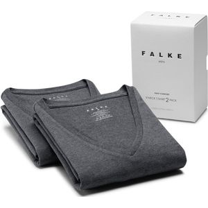 FALKE Daily Comfort 2-Pack V Neck ademend katoen multipack top van onderlaag heren grijs - maat S