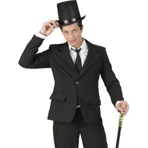 Funny Fashion - Goochelaar Kostuum - Deftig Zwart Colbert Chaplin Man - Zwart - Maat 56-58 - Carnavalskleding - Verkleedkleding