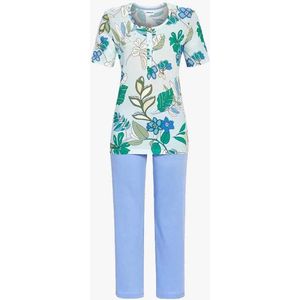 Blauwe pyjama bloemen - Blauw - Maat - 54