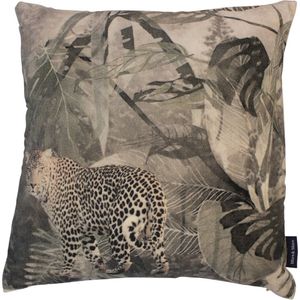 Fluwelen Kussen met Panter in de Jungle