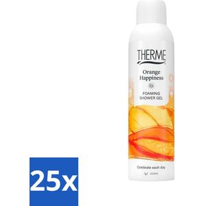25 x Therme - Orange Happiness - Schuimende Douchegel - Verfrissend - Verzorgend - 200ml - Luxe Douchegel - Vegan Douchegel - Dierproefvrij