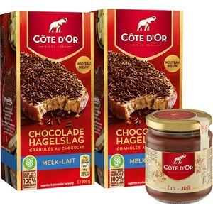 Côte d'Or ontbijtpakket met hagelslag en smeerpasta - melk - 700g