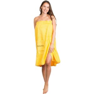 Ibenzoa® Comfortabele Katoenen Saunasarong voor Dames - SXXL met Klittenbandsluiting en Tas