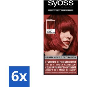 6 x Syoss - Haarverf - Pantone - 5-72 Pompeian Red - 1 Haarkleuring - Syoss Haarverf - Permanente Haarkleuring - Pompeian Red - Terracotta Haar - Haarkleur Rood