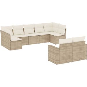 vidaXL 9-delige Loungeset met kussens beige