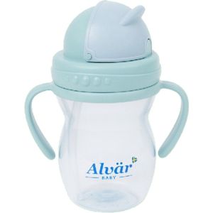 Baby drinkbeker met rietje / limonadebekern GIBBY - Groen / Blauw / Transparant - Kunststof - 275 ml