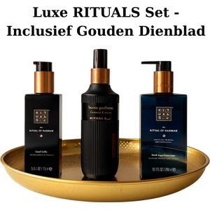 Rituals - Geschenkset - Hammam - Hand Wash 300 ml + Kitchen Hand Balm 175 ml + Huisparfum 200 ml + Gouden Dienblad - Cadeau Set - Rituals Producten