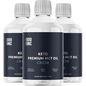 Foodfunc | Keto | Premium MCT oil | C8-C10 | 3 Stuks | 3 x Foodfunc Premium MCT Oil | No Junk Just Func
