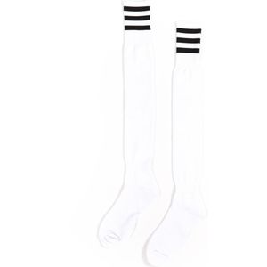 KIMU Sokken Wit Rode Strepen - Maat 36-41 - Dames Heren Unisex - Witte Lange Kniekousen Voetbalsokken Sportsokken Kniesokken Kousen Streepjes Sinterklaas Kado
