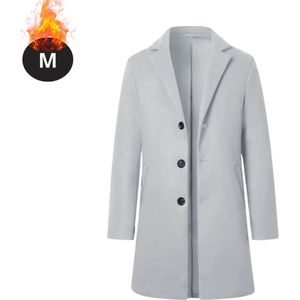 Nivard Winterjas - Trenchcoat - Heren - Winter - Herfstjas - Volwassen - Stijlvol - Knopen - Lichtgrijs - S