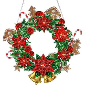 5D Diamond Painting Ornamenten, DIY applicatie diamant Kerstmis hanger kit kerstdecoratie hanger handwerk muur hangen mozaïek kunst deurraam decoratie ornament