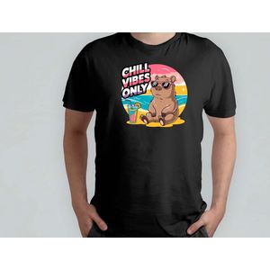 Chill Vibes Only - T Shirt - Capibara - Capybara - FunnyAF - AlwaysSarcastic - SarcasmLevel - SarcasmeModeAan - GrappigHe - IkMaakEenGrapje - DrogeHumor