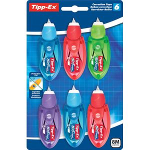 Tipp-Ex Micro Tape Twist Corrector Tapes - 8 m x 5 mm - Assorti Kleuren Lichaam - Blister van 6