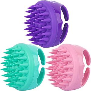 QTTVBTNA -3 Stuks Siliconen Hoofdhuidborstel voor Douche – Anti-Roos Haarborstel met Massagefunctie – Zachte Scalp Scrubber voor Haarverzorging en Hoofdhuidreiniging
