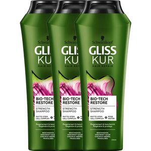 Gliss Kur - Bio-Tech Restore - Shampoo - Voordeelverpakking - 3x 250 ml