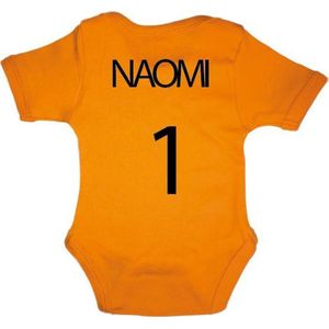 Cadeautip! Oranje EK - Nederland- Baby rompertje met eigen tekst / Rompertje met naam / Kraamcadeau - Zwart
