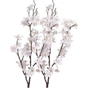 2x Stuks Witte Appelbloesem Kunstbloem/Tak met 57 Bloemetjes 84 cm - Nepbloemen - Kunstbloemen