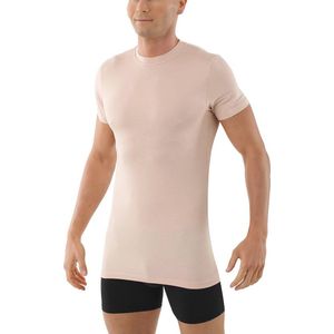 Onzichtbaar Heren Onderhemd Beige Korte Mouwen U-hals van MicroModal