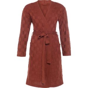 Knit Factory Gebreide Dames & Heren Badjas - Ochtendjas - Kamerjas Ivy - Roest - Rood - S/M - Katoen