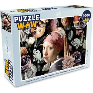 Puzzel Meisje met de parel - Bloemen - Vermeer - Pastel - Kunstwerk - Schilderij - Oude meesters - Legpuzzel - Puzzel 1000 stukjes volwassenen