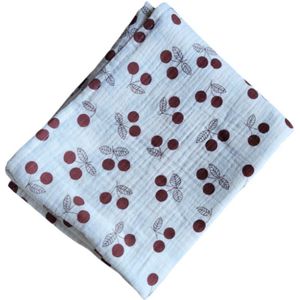 Hydrofiele doek XL - Swaddle - Baby muslin swaddle - Kraamcadeau - Katoenen mousseline baby deken - Baby badhanddoek - 80x65 - Kersjes
