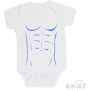 100% katoenen Romper ""Sixpack"" Six Pack Stoer Jongens Katoen Wit/blauw Maat 62/68
